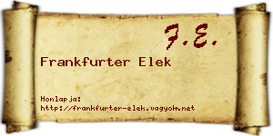 Frankfurter Elek névjegykártya